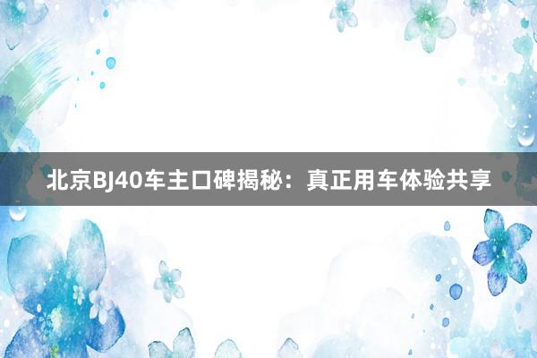 北京BJ40车主口碑揭秘：真正用车体验共享